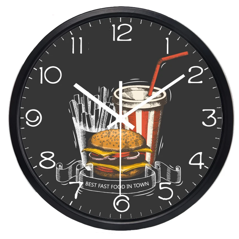 Настенные часы для магазина фаст фуда гамбургера хот дога картофеля фри колы