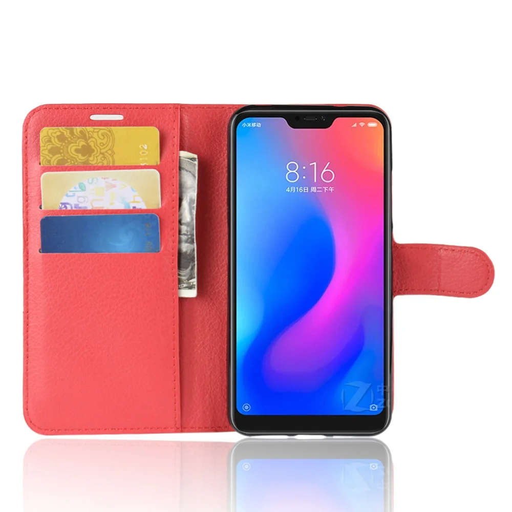 Роскошный кожаный чехол-кошелек с откидной крышкой и подставкой для Xiaomi Mi A2 Lite
