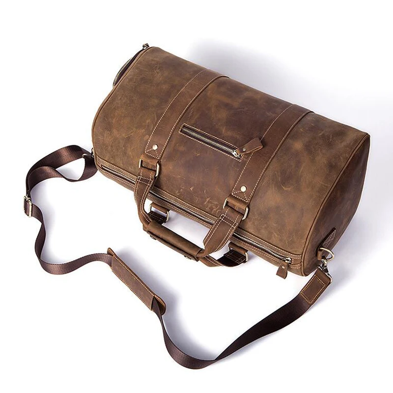 

2021 Geniune Leather Duffel Travel Bags For Women With Adjustable Shoulder Straps