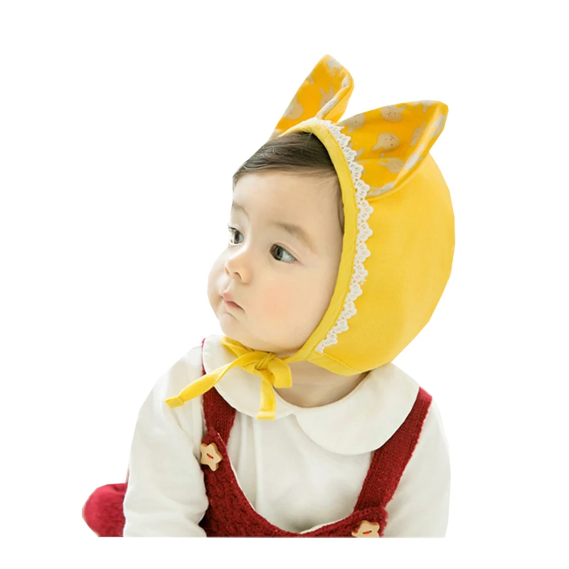 Newest Baby Rabbit Hat 100% Cotton Lace Infant Boys Girls Cartoon Ear Cuff Newborn Photography Props Animal Caps 6-12M | Детская одежда