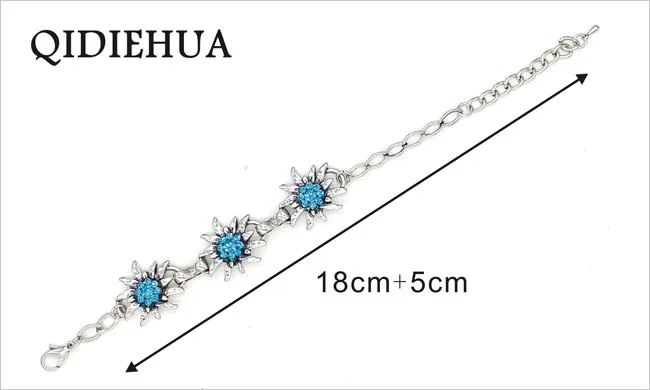 

Antique Silver Fashion Edelweiss Bracelets Charming Rhinestone Flowers Bracelets Adjustable Chain Bracelets Woman Party Jewelry
