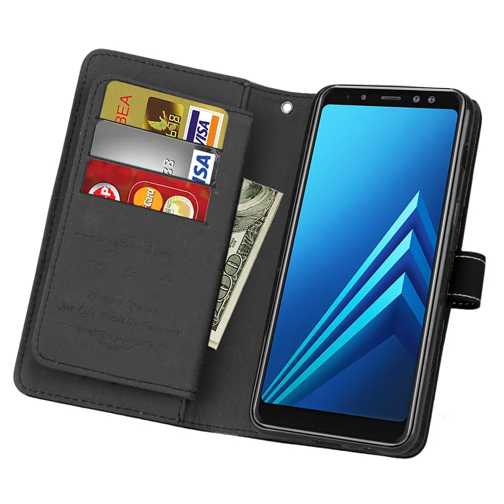 Для Samsung Galaxy A8 2018 чехол плюс Чехол из искусственной кожи многофункциональный
