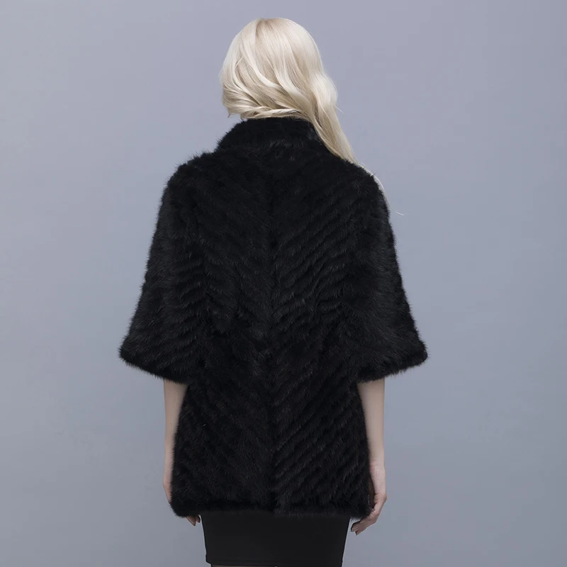 QIUSIDUN Genuine Pure Natural Mink Fur Short Sleeve Coat Fashion Winter Warm Large Size Flower Mink Oblique Thread Women's Coats