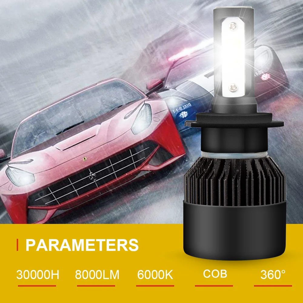 2 шт. H7 светодиодный 72W фары для 8000LM 6000 К фар автомобиля H4 H1 H11 9005 9006 светодиодный Авто противотуманных фар 12 V/24 V светодиодный H4 H7 авто фары лампы