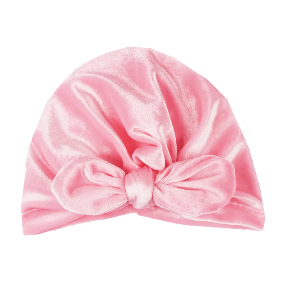 18Multicolor Baby Accessories Girls for Winter Solid Color Cute Rabbit Ears Knotted Gold Velvet Indian Hat Kids Warm Hedging | Детская