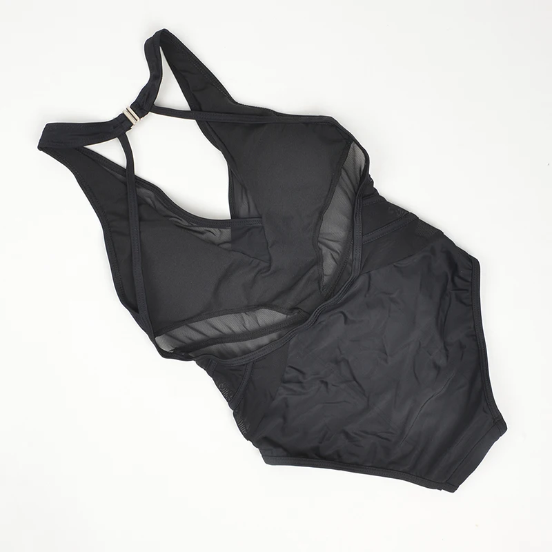 2018 Летний Новый цельный прозрачный кружевной купальник сексуальный черный с