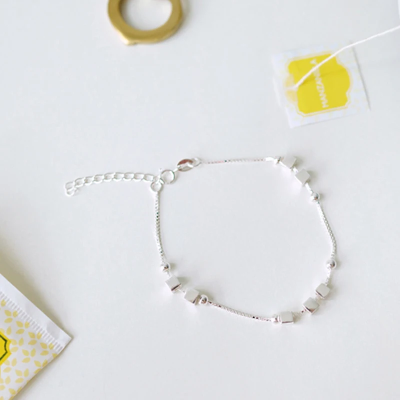 Браслеты из стерлингового серебра 925 пробы для кубики женщин звенья цепи