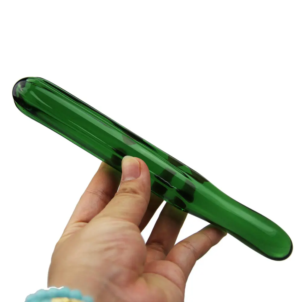 Стеклянный анальный фаллоимитатор Анальная пробка зеленая Луффа в полоску