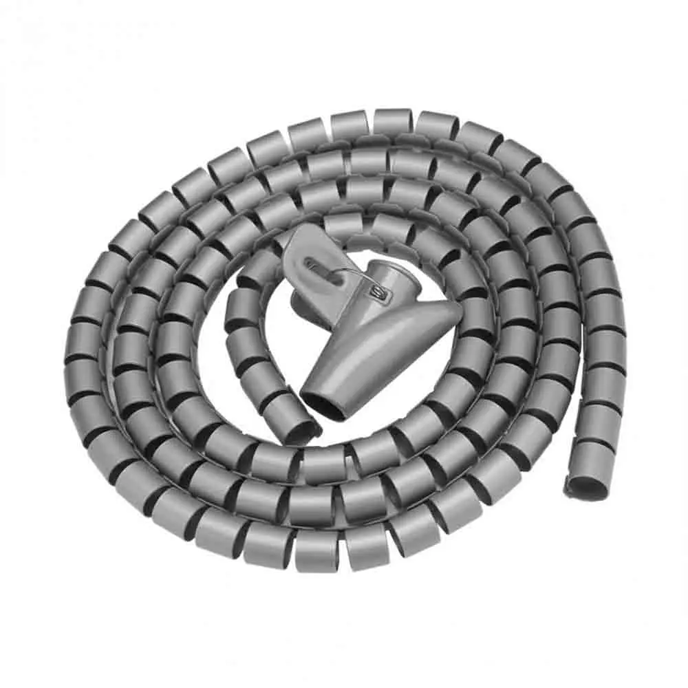16mmx2m grey Новинка, 1 шт., 2 м, гибкий спиральный Кабельный органайзер, для хранения труб, шнур, протектор, управление, устройство для сматывания кабеля, стол, аккуратный кабель, аксессуары - Цвет: 16mmx2m grey