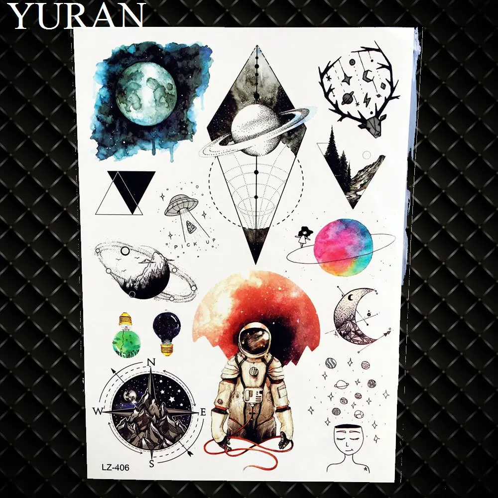 Акварельные тату YURAN наклейки на руку для женщин боди Artm временная мужчин модный
