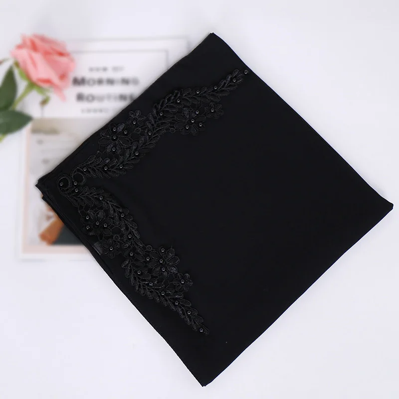 Новое поступление квадратный шарф пузырь шифон хиджаб цветочный с бисером шаль перламутровые шарфы мусульманский хиджаб головной платок, шарф 115*115 см