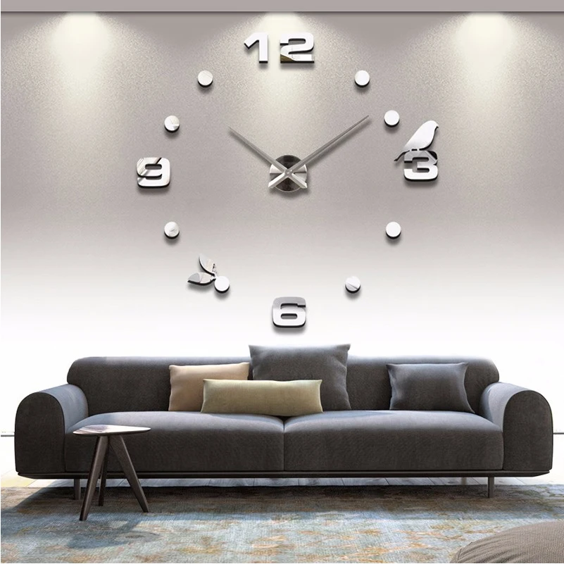 2020 новые большие настенные часы horloge 3d diy акриловые зеркальные наклейки домашний