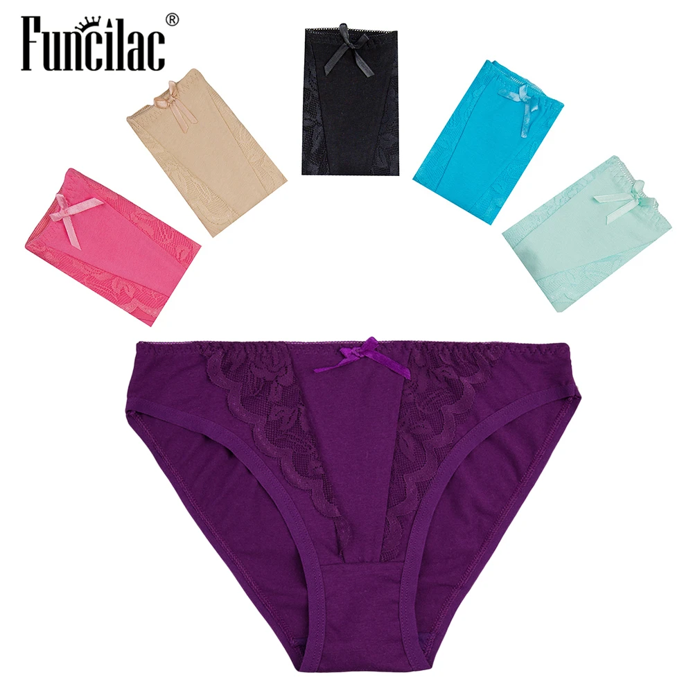 FUNCILAC хлопковое нижнее белье для Для женщин пикантные Лоскутные трусики