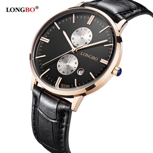 Часы наручные LONGBO мужскиеженские кварцевые, брендовые Роскошные повседневные, с кожаным ремешком, пара