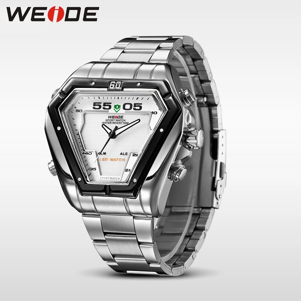 Часы WEIDE мужские модные роскошные кварцевые ремешок из нержавеющей стали