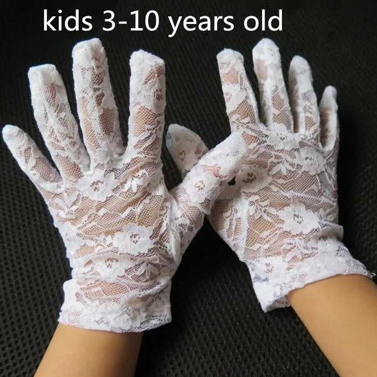 Перчатки тонкие кружевные для девочек белые детские перчатки выступлений и