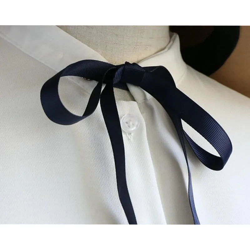 Новинка 2017 шифоновая блузка на весну и осень женские рубашки со шнуровкой бантом