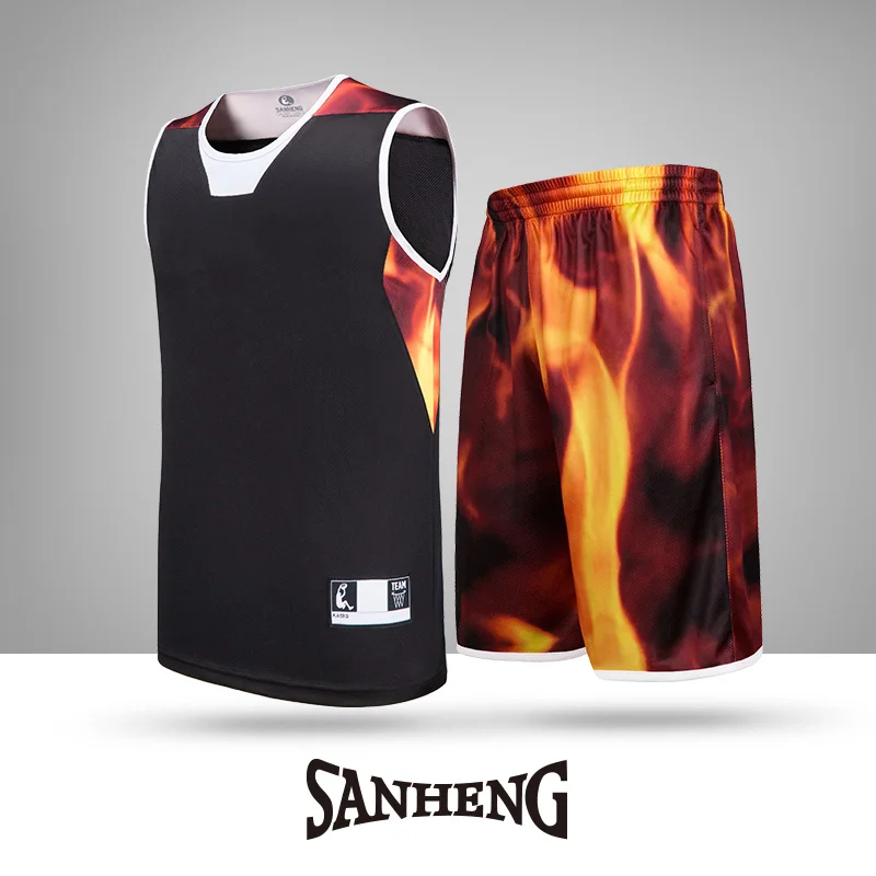 SANHENG мужские баскетбольные Джерси шорты мужские s Форма для соревнований костюмы с карманом быстросохнущие баскетбольные майки на заказ S116170