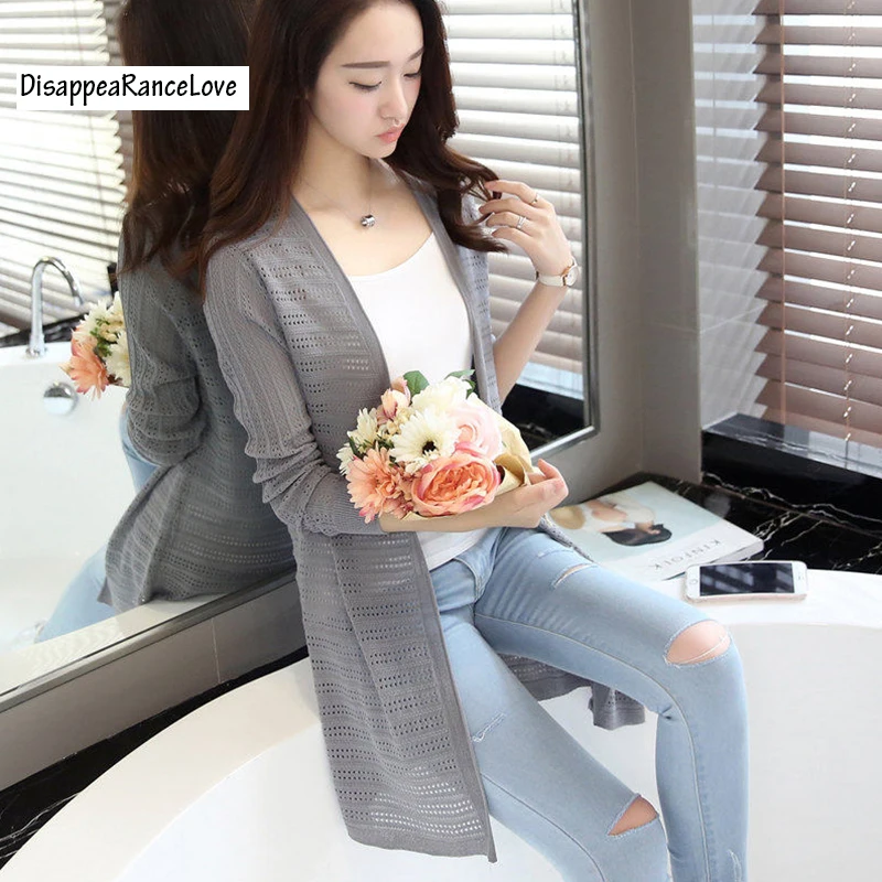 Новое поступление весна-лето 2020 вязаный тонкий кардиган средней длины свитер