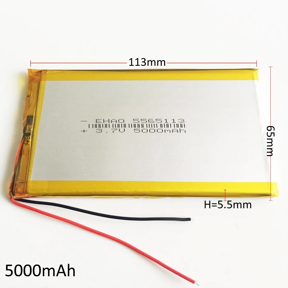10x5565113 3 7 В 5000 мАч LiPo аккумуляторная батарея полимерный литиевый для GPS DVD PAD