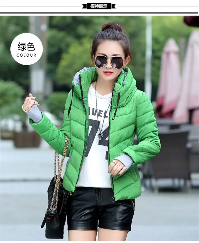 Женский пуховик 9 цветов большого размера короткая Приталенная толстовка с