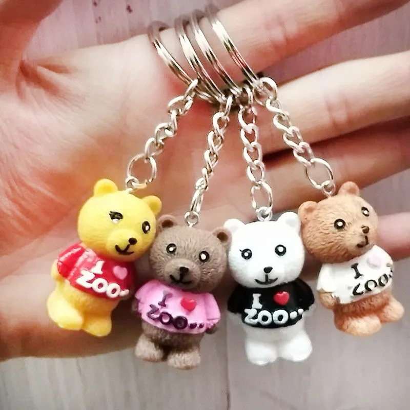 

30pc/lot Creative simulation cartoon bear animal resin key chain /Lovely gift key chain/key button/party Favors gift