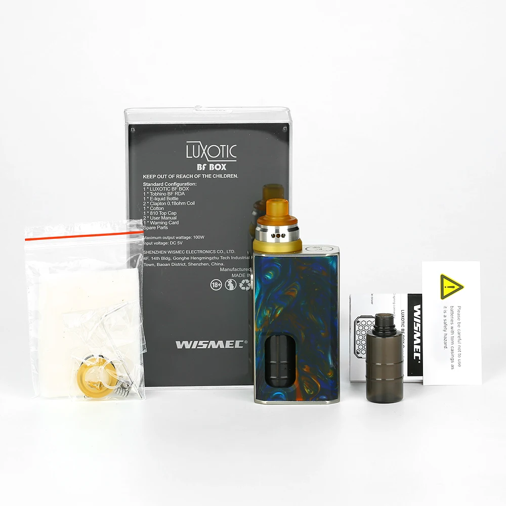 Оригинальный WISMEC Luxotic BF Box Kit 100 W/Tobhino RDA Tank w/2 шт 6 8 мл бутылка Vape электронная