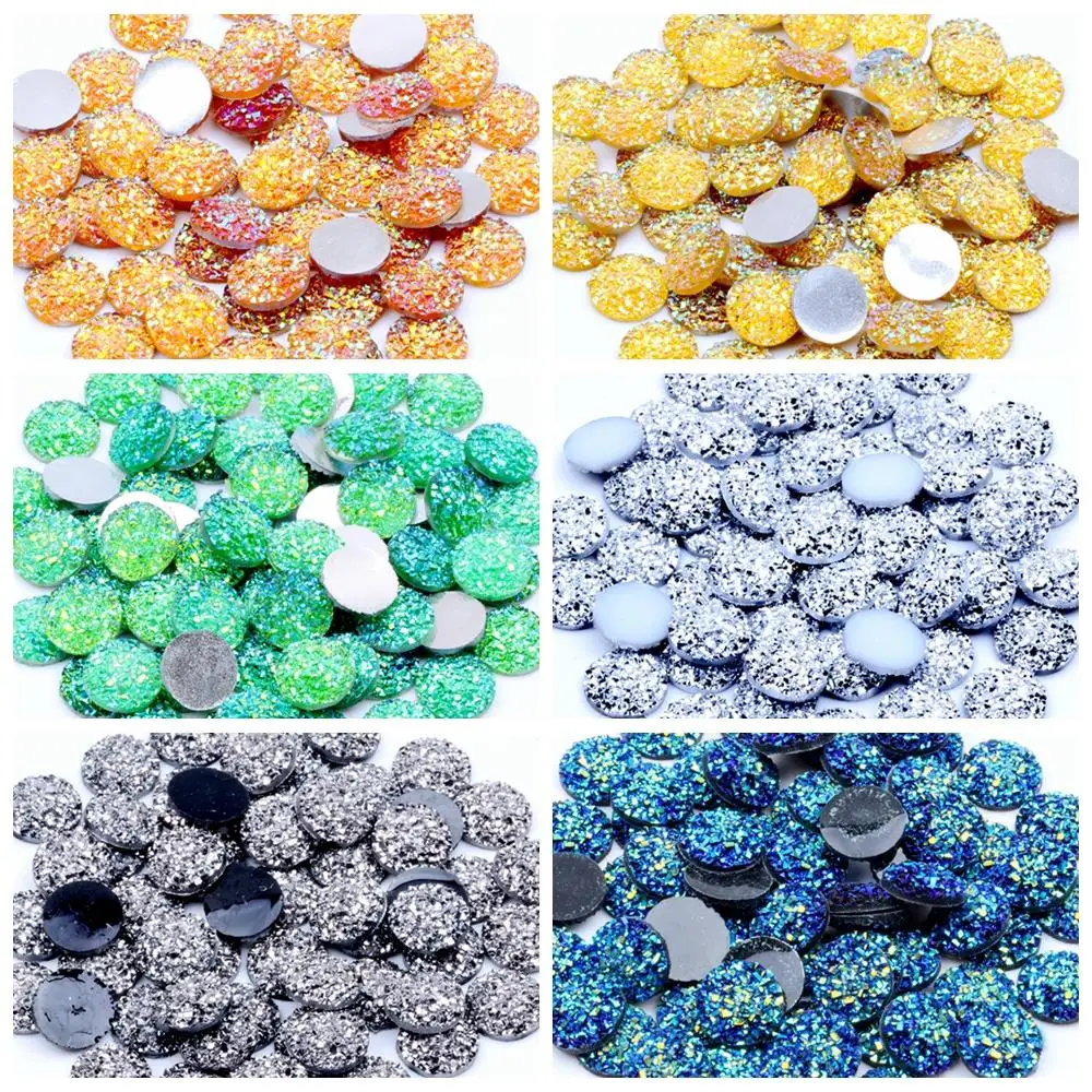 

40pcs 12mm AB Resin Ore Round Flatback Rhinestone Scrapbook DIY Wedding Ornaments Buttons Crafts