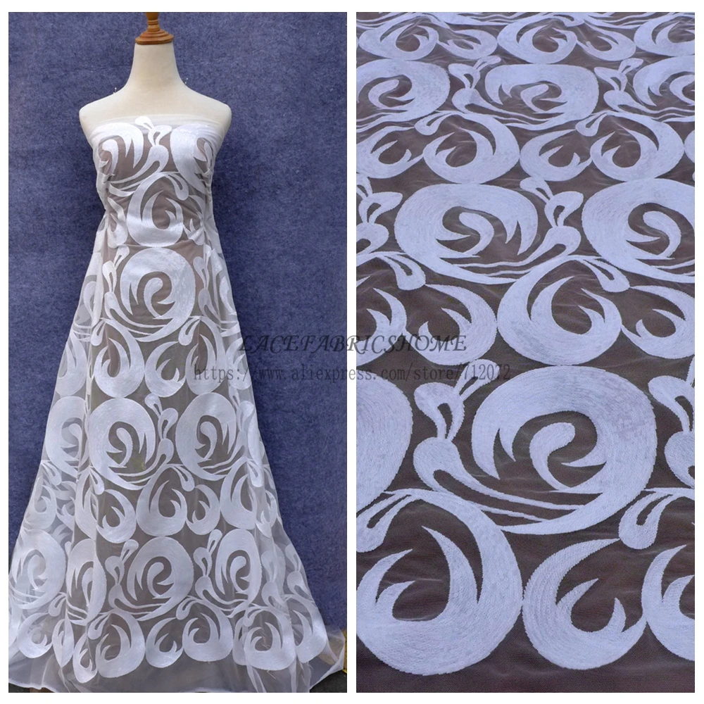 Женское платье из полиэстера с блестками на сетчатой вышивке 1 ярд|sequin fabric yard|white