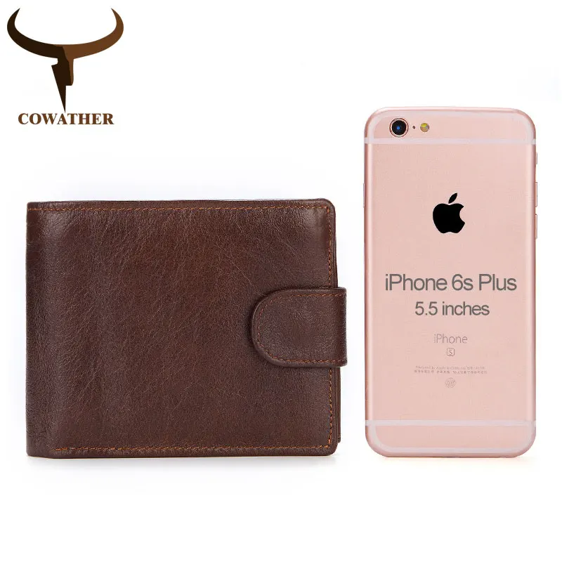 Мужской кошелек COWATHER Черный Повседневный из натуральной воловьей кожи с