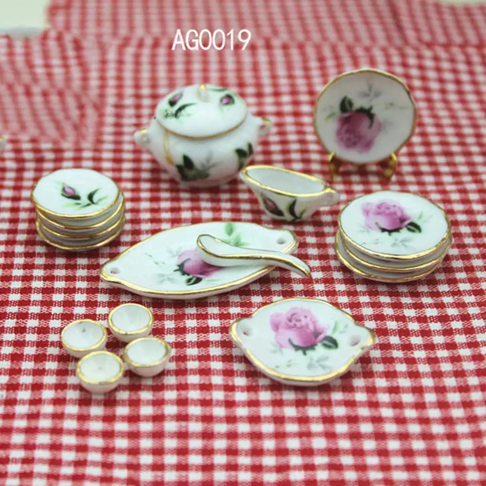 AG0019 1/12 кукольный домик Миниатюрные аксессуары мини керамическая посуда имитационная тарелка чашка ложка модель игрушки для украшение для кукольного домика - Цвет: AG0019