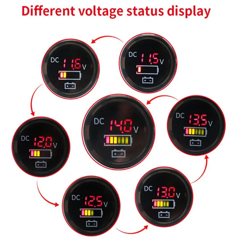DC 12V/24V Автомобильный Вольтметр для лодки монитор батареи IP67 Водонепроницаемый