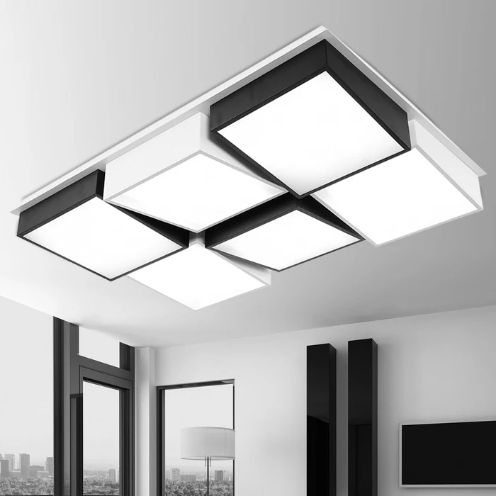 Modern Simple Led Acrylic ceiling lights Geometry rectangle White/Black Color for living room bedroom home Light Fixture | Лампы и