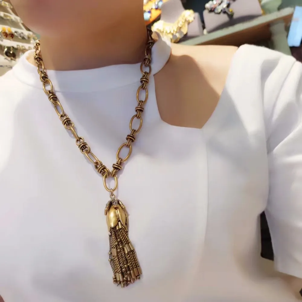 Бутик Amorita антикварная отделка кисточки кулон ожерелья|pendant necklace|tassel pendantnecklace
