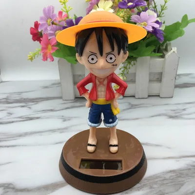 One piece Luffy Милые солнечные танцевальные фигурки Marvel, Бэтмен, тройник, цельный качающийся танцор, солнечные игрушки, Железный человек, украшение автомобиля, подарок - Цвет: One piece Luffy