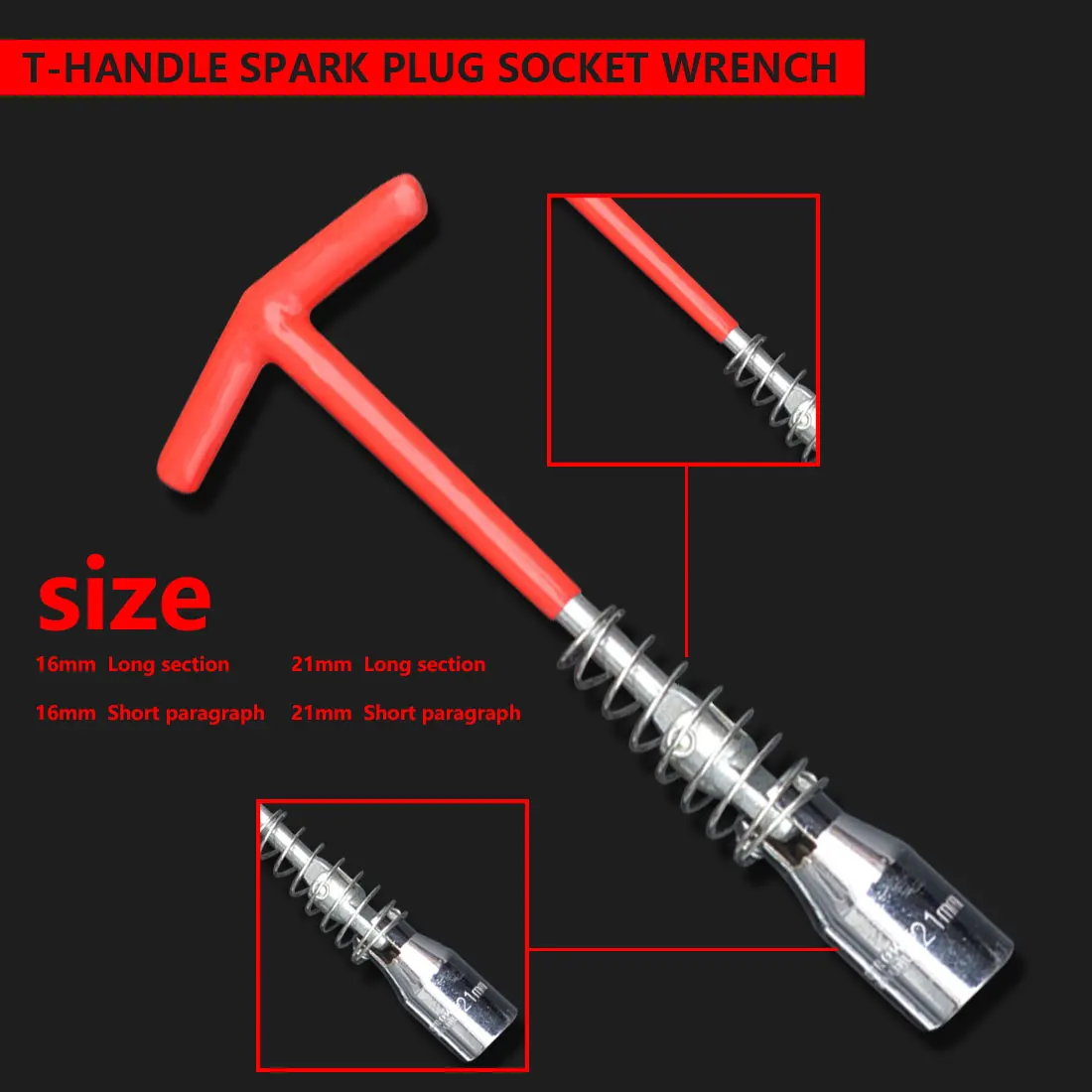 

T-Handle 16/21mm Remover Installer Universal Joint Spark Plug Socket Wrench Hand Tool