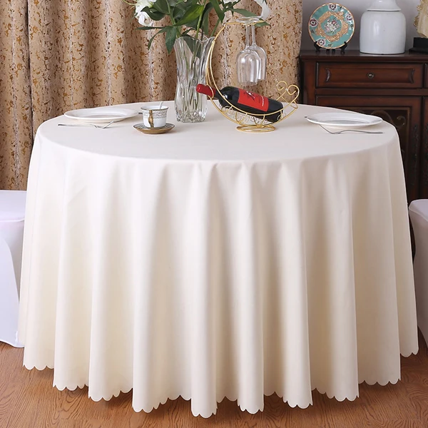 Beige White YRYIE 1 шт. сплошной цвет фиолетовый винный красный моющаяся Свадебная скатерть для круглые басни Вечерние Банкетный обеденный стол покрытие Декор - Цвет: Beige White