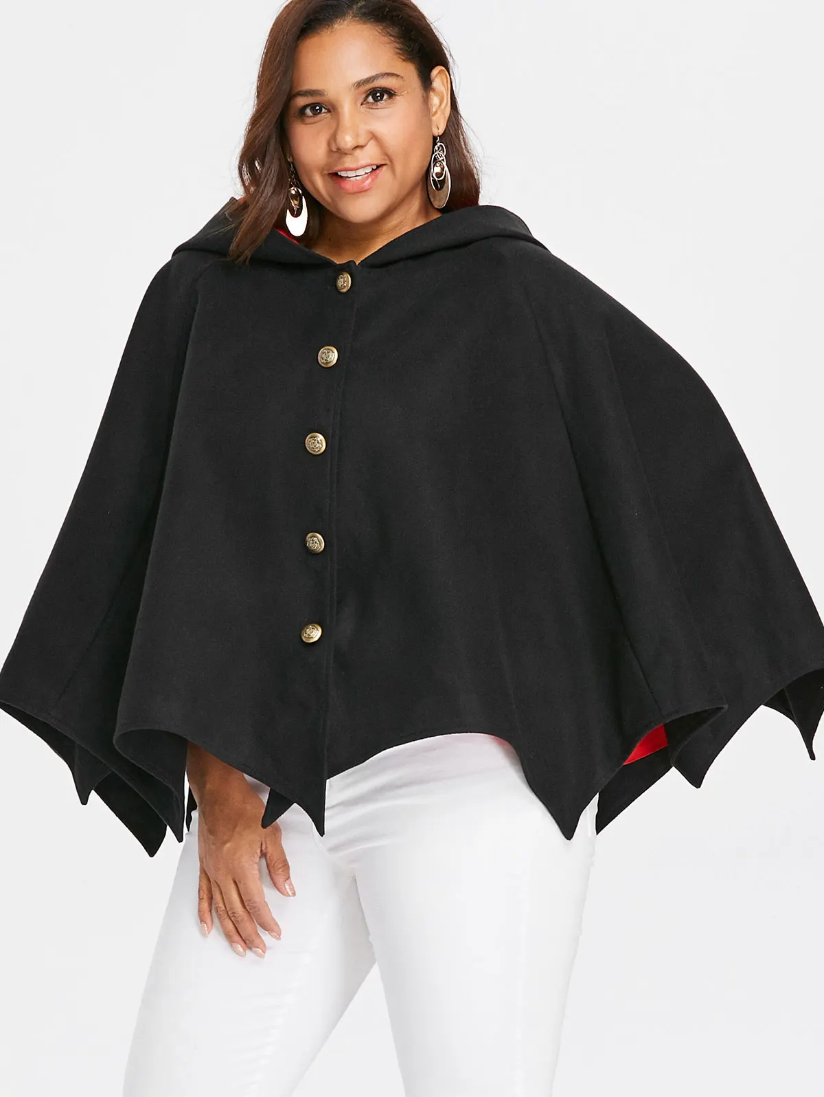 Женская зимняя куртка на пуговицах с капюшоном и рукавом летучая мышь|Женские