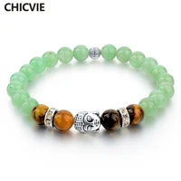 chicvie buddha bracelet for women tibetan silver chainlink braceletsbangles natural stone bead love jewelry bracelet sbr150234