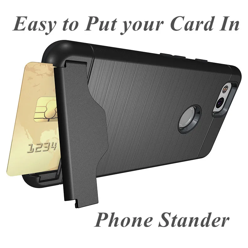 S&ampJ Google Pixel 2 Fashion Heavy Duty Protect with Kickstand and Card Pocket Cell Phone Case for |