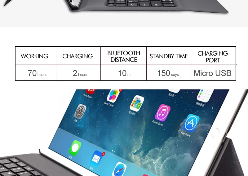 [Новинка] Ультра тонкая bluetooth беспроводная клавиатура для iPad pro 12," выпущен, высококачественный кожаный чехол+ дизайн «Все в одном»