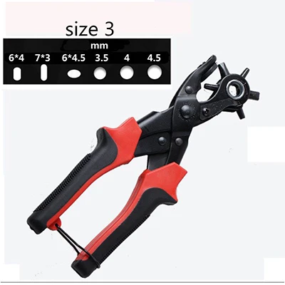Leather Plier Eyelet Puncher Belt Hole Sewing Machine Bag Punch Revolve Watchband Household Strap leather Setter Tool - Цвет: size 3