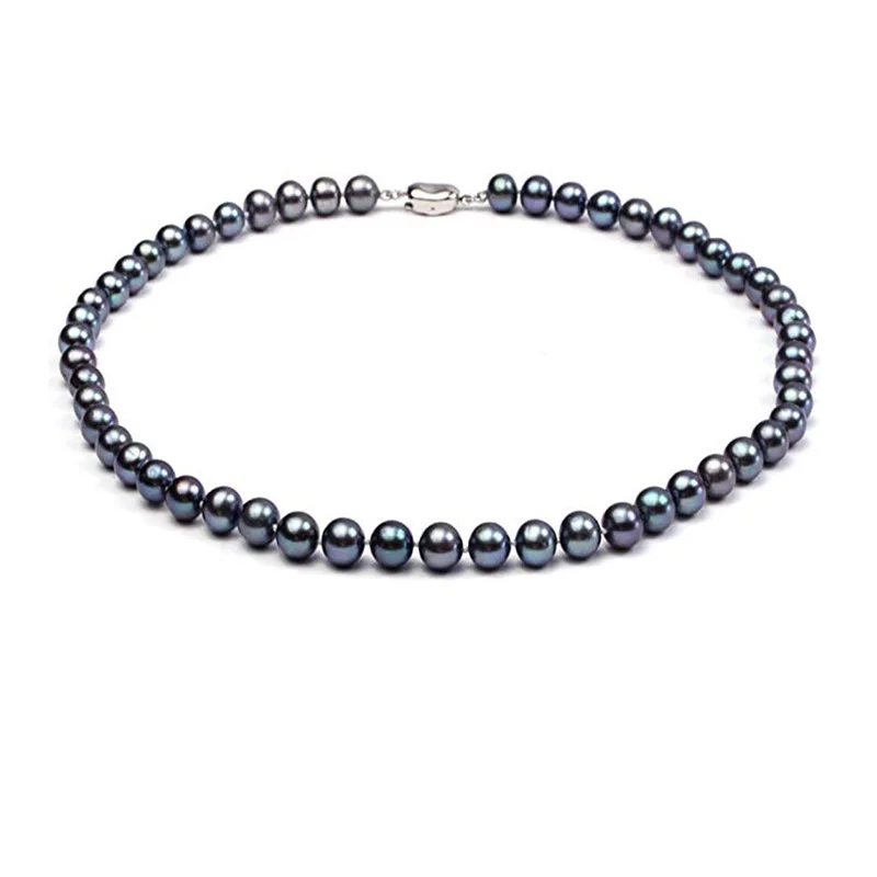 JYX Classic Round Natural Freshwater Cultured Pearl Necklace 18&quot(pink black) AAA | Украшения и аксессуары