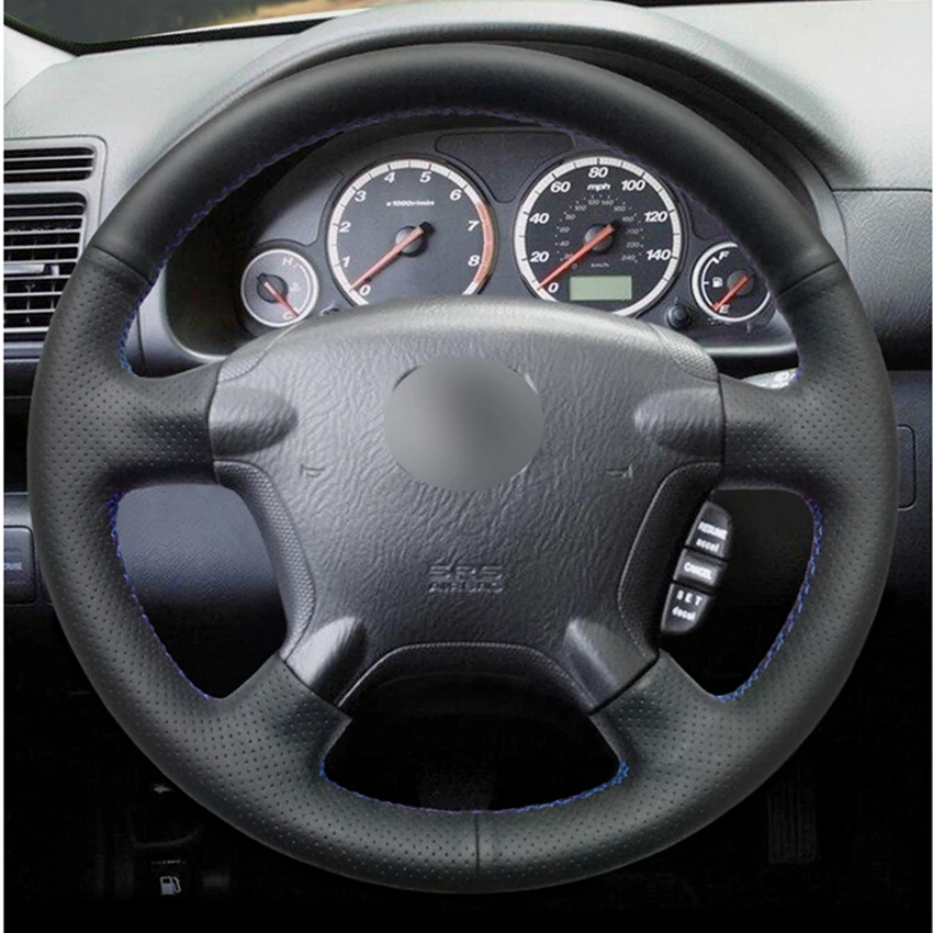 Чехол на руль из искусственной кожи для Honda CRV 2002 2006 черный чехол рулевого колеса