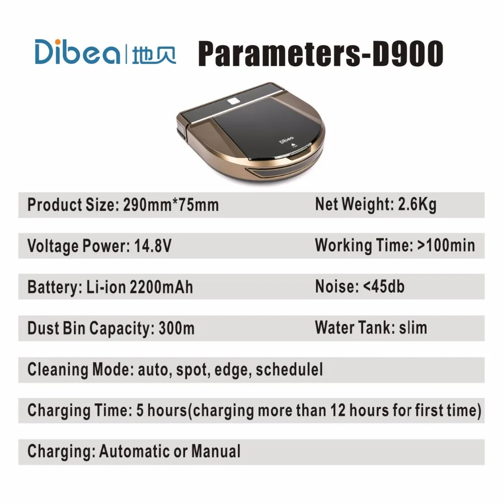 Dibea D900 Rover Беспроводной роботов-пылесосов для дома Aspirador очиститель мокрой уборки