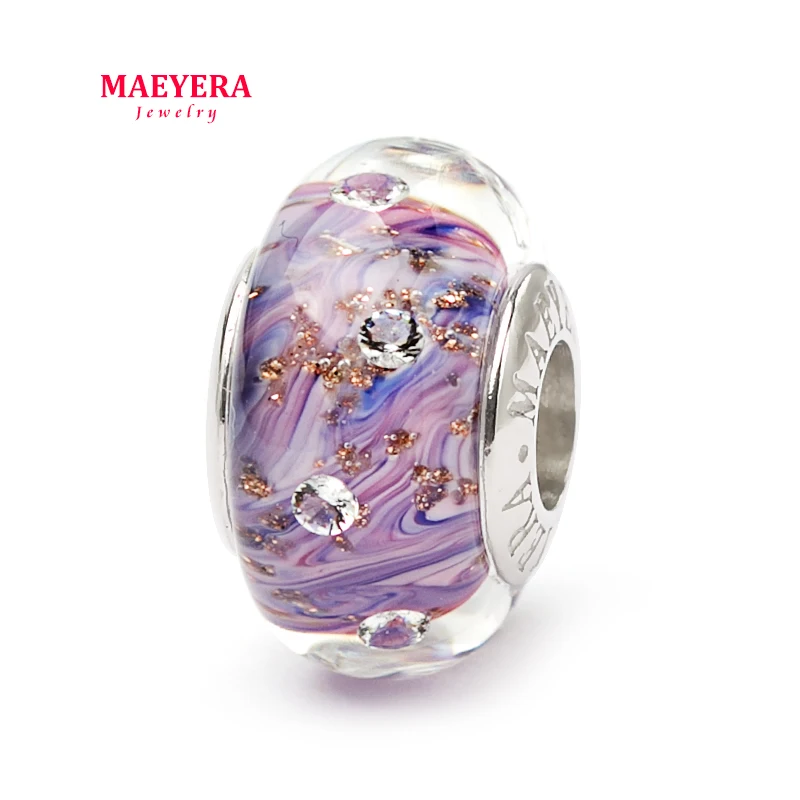 MAEYERA Аутентичные 925 пробы серебро Циркон красочные Полночь звездное небо Мурано