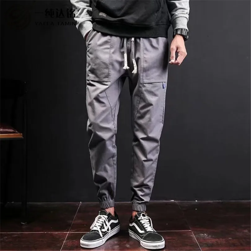 

Embroidered pants boy Harem Pants men Trousers Drawstring pants High Street Loose 100% Cotton Trousers with Sashes men clothing