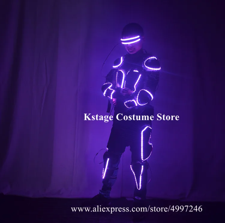 KS68 Party dance stage wears led costumes RGB colorful light robot suit dj glasses armor outfits men luminous dress bar | Дом и сад