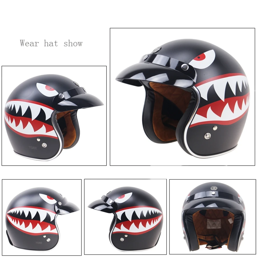 Free shipping 1pcs TORC T50 3/4 Open Face Moto Helmet Transparent Bubble Mirror DOT Approved Vintage Motorcycle Helmets