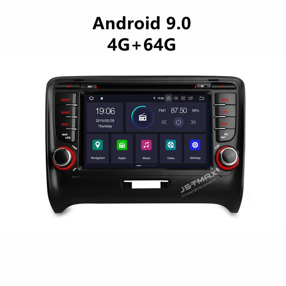 JSTMAX Android 9 0 автомобильный dvd радиоприемник мультимедийный плеер 4 Гб + 64 ГБ для Audi TT